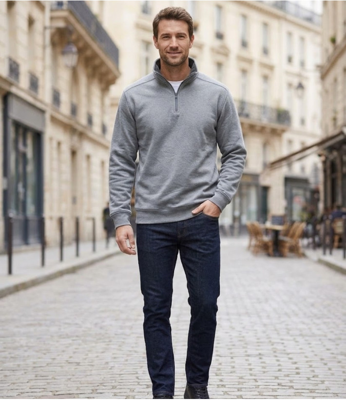 CHALLENGER PALERME3 — Sweat Col Camionneur Gris