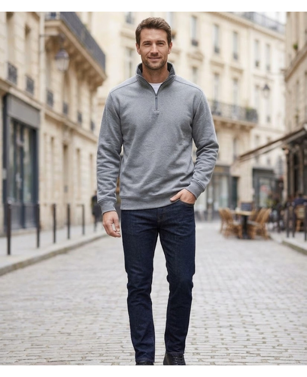 CHALLENGER PALERME3 — Sweat Col Camionneur Gris