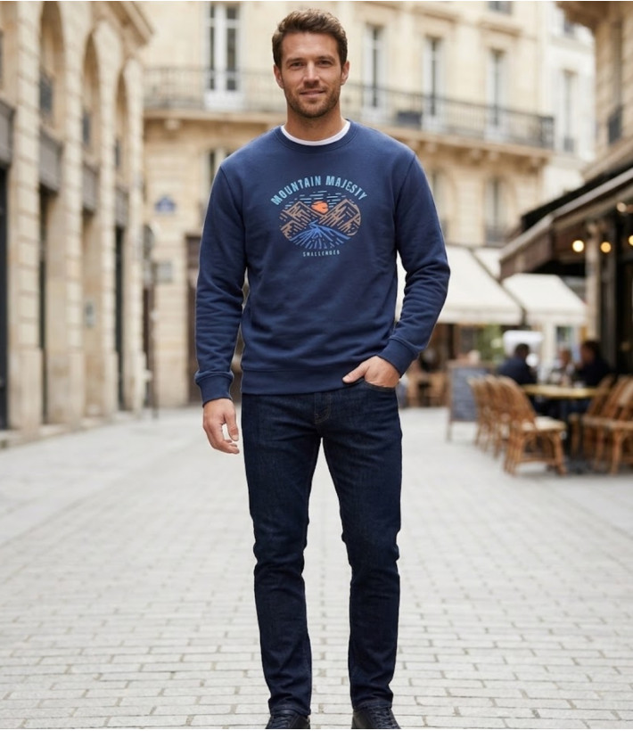CHALLENGER PARK1 — Sweat Imprimé Marine Homme