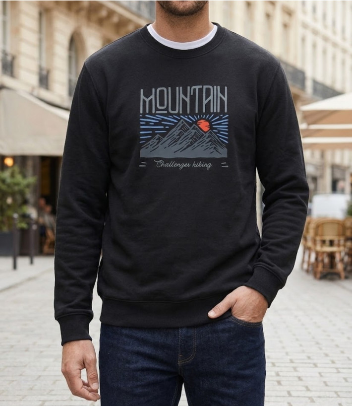 CHALLENGER PARK2 sweat col rond imprimé noir pour homme