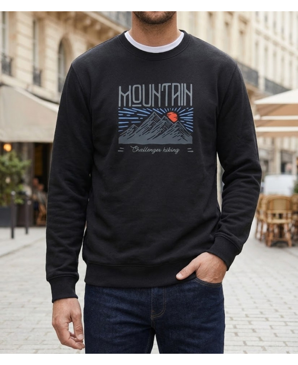 CHALLENGER PARK2 sweat col rond imprimé noir pour homme