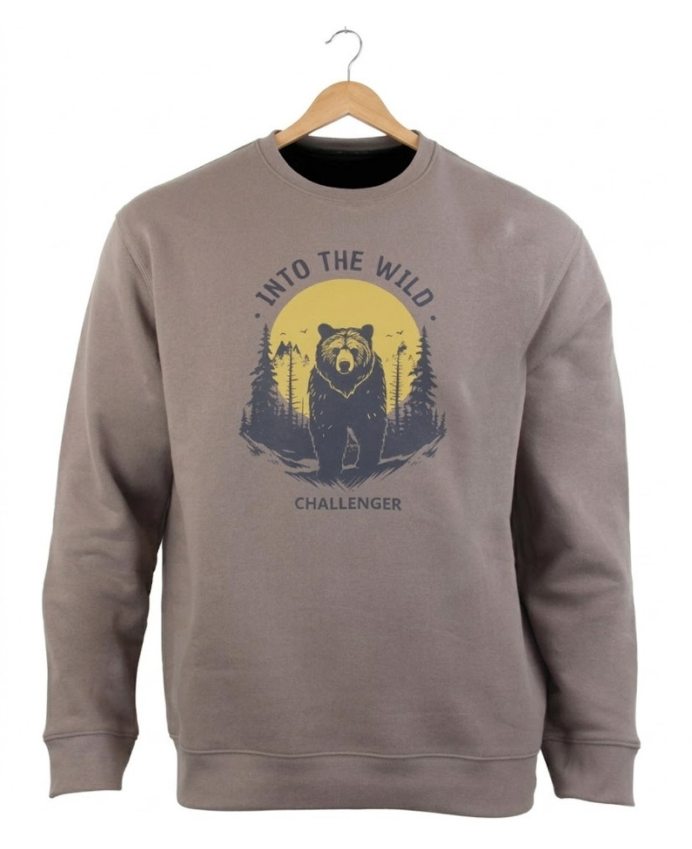 CHALLENGER PARK3 — Sweat Imprimé Taupe Homme