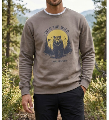 CHALLENGER PARK3 sweat col rond imprimé taupe pour homme