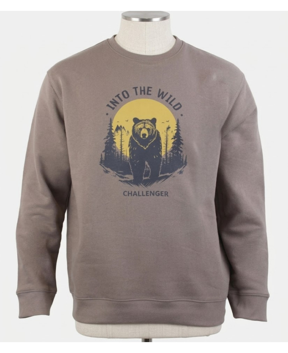 CHALLENGER PARK3 — Sweat Imprimé Taupe Homme