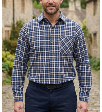 Chemise manches longues en flanelle SEDETEX L100 bleue