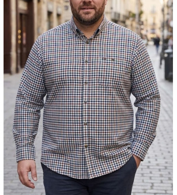 Chemise manches longues en flanelle CHALLENGER CH2008 beige et kaki