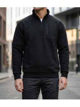 CHALLENGER PERCEVAL2 sweat col camionneur noir 4 poches zippées