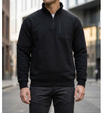 CHALLENGER PERCEVAL2 sweat col camionneur noir 4 poches zippées