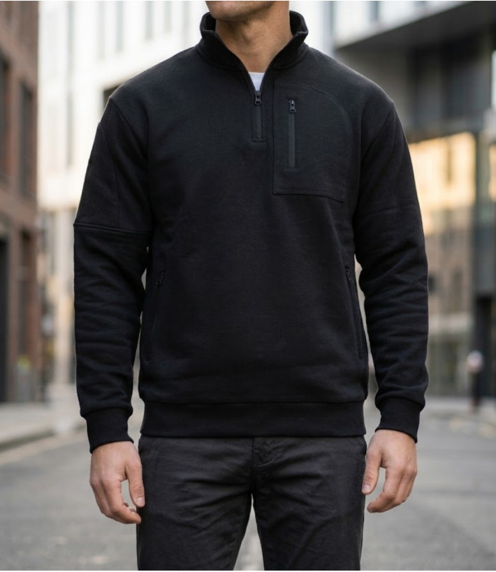 CHALLENGER PERCEVAL2 sweat col camionneur noir 4 poches zippées