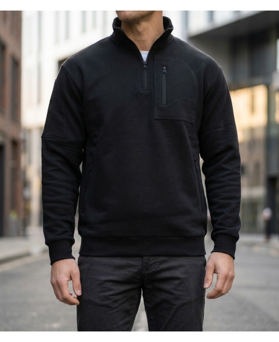 CHALLENGER PERCEVAL2 sweat col camionneur noir 4 poches zippées