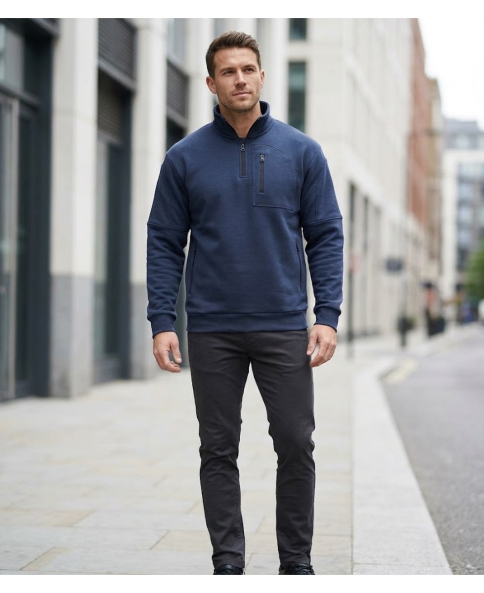 CHALLENGER PERCEVAL1 — Sweat Col Camionneur Marine
