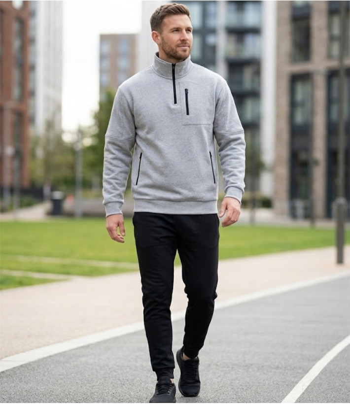 CHALLENGER PERCEVAL3 — Sweat Col Camionneur Gris