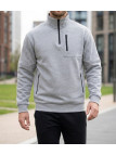Sweat col camionneur homme CHALLENGER PERCEVAL3 gris chiné avec 4 poches zippées