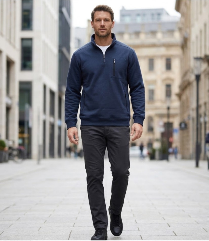 CHALLENGER PRESTON3 — Sweat Col Camionneur Marine