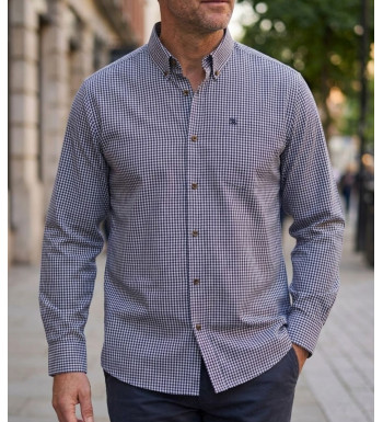 Chemise manches longues homme Challenger TACOTI1 coloris bleu et noir en flanelle
