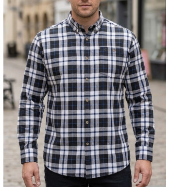 Chemise manches longues à carreaux noir et bleu homme CHALLENGER TRADITION7