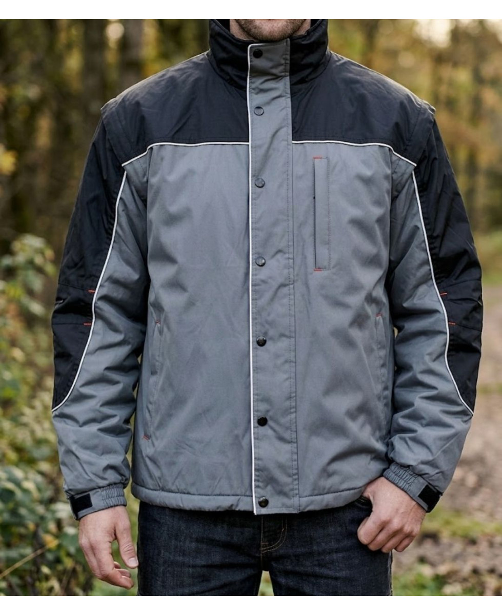Blouson de travail imperméable à manches amovibles WORKER SH1033 coloris gris et noir