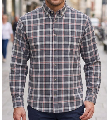 Chemise manches longues à carreaux gris et rouge homme CHALLENGER TRIADE2