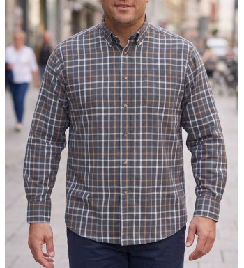 Chemise manches longues gris et camel homme CHALLENGER TRIMARAN1