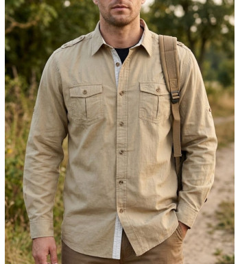 Chemise manches longues homme Challenger TWENTY2 beige