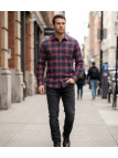 CHALLENGER BACCHUS — Chemise flanelle bleu chaude