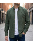 Chemise manches longues homme CHALLENGER BAOBAB en flanelle vert foncé avec boutons bois