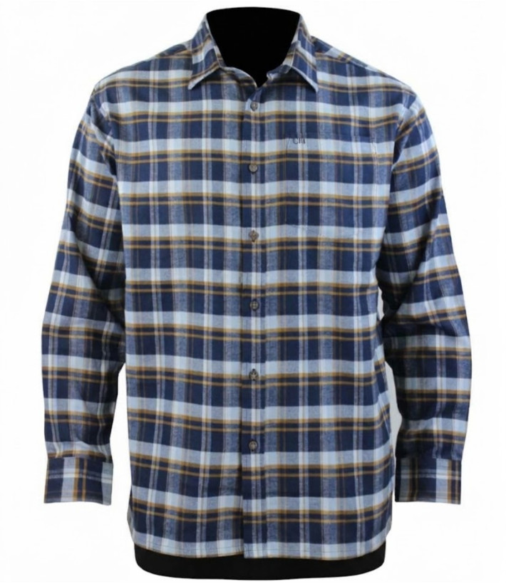 CHALLENGER BASQUE1 — Chemise flanelle chaude bleu