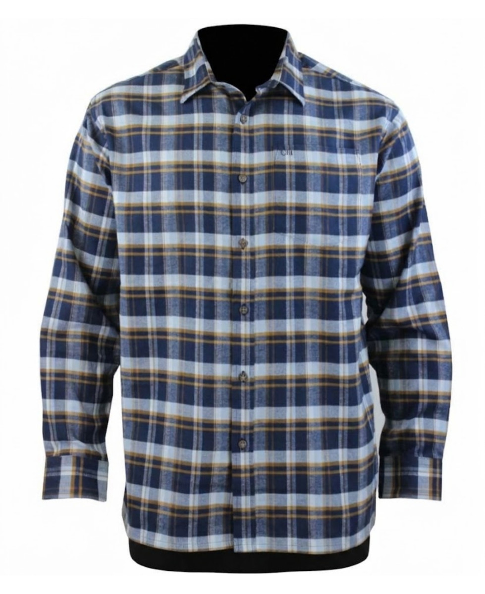 CHALLENGER BASQUE1 — Chemise flanelle chaude bleu