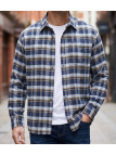 Chemise manches longues homme CHALLENGER BASQUE1 en flanelle de coton à carreaux bleu et jaune
