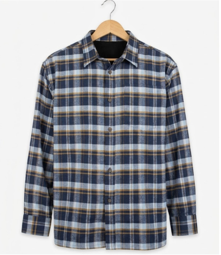 CHALLENGER BASQUE1 — Chemise flanelle chaude bleu