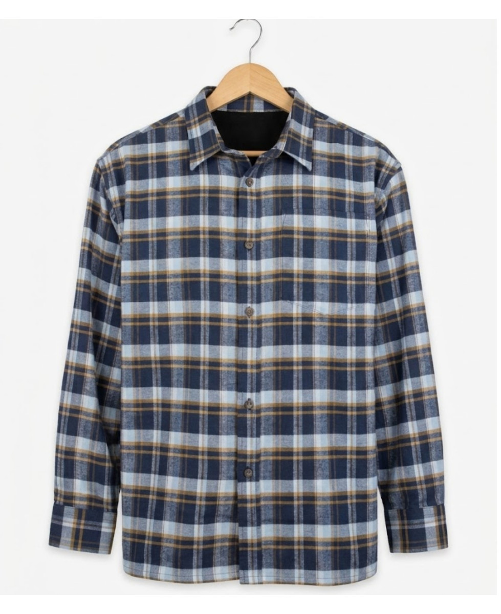CHALLENGER BASQUE1 — Chemise flanelle chaude bleu