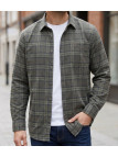 Chemise manches longues homme CHALLENGER BASTA1 en flanelle de coton à carreaux kaki et brun