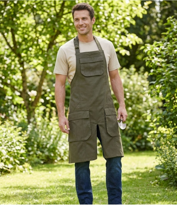 Manoverde MH1107 — Tablier jardin marron coton
