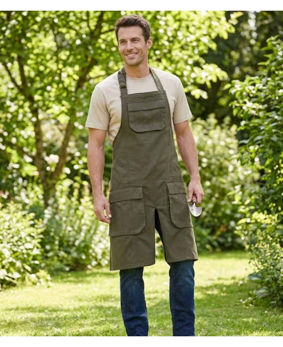 Manoverde MH1107 — Tablier jardin marron coton