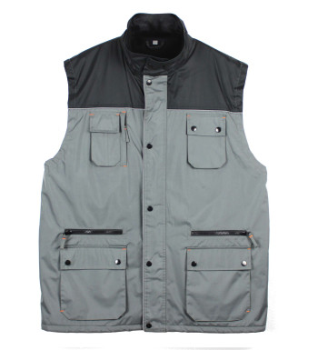 Gilet multi-poches homme WORKER imperméable gris/noir  SH1034