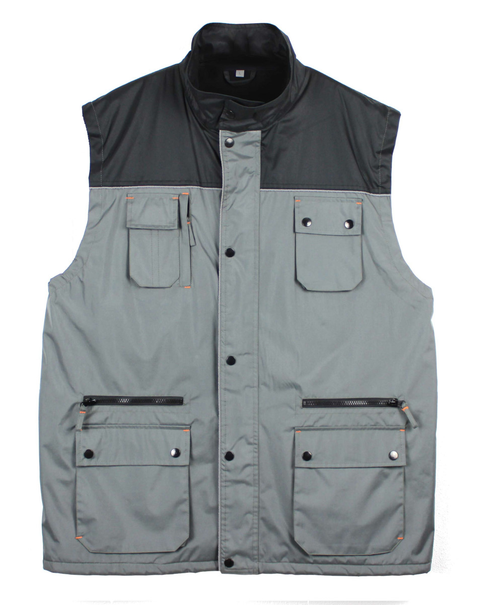 Gilet multi-poches homme WORKER imperméable gris/noir  SH1034