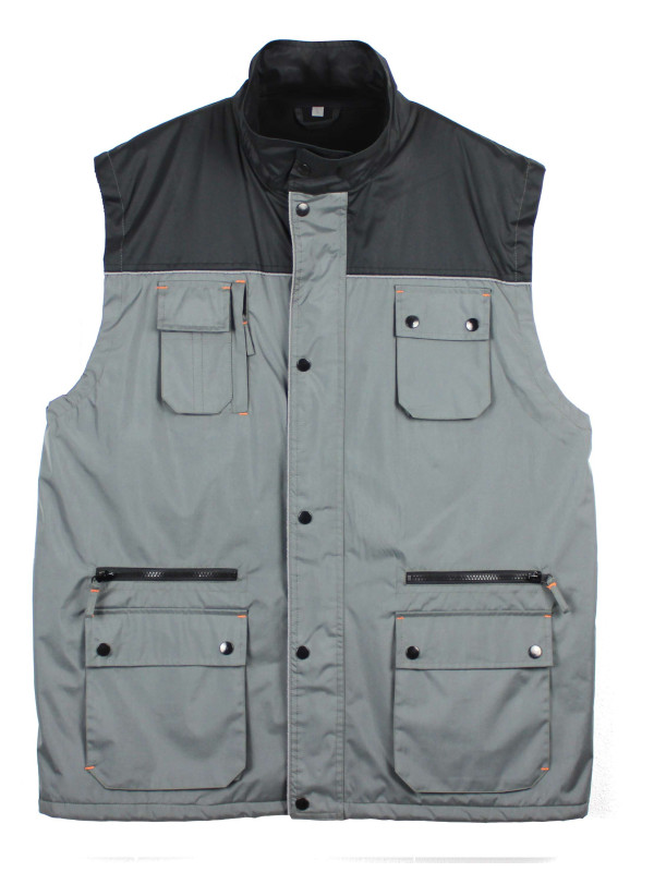 Gilet multi-poches homme WORKER imperméable gris/noir  SH1034