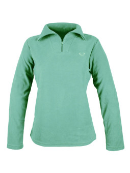 Sweat micro polaire femme vert d’eau – Léger, chaud, zippé