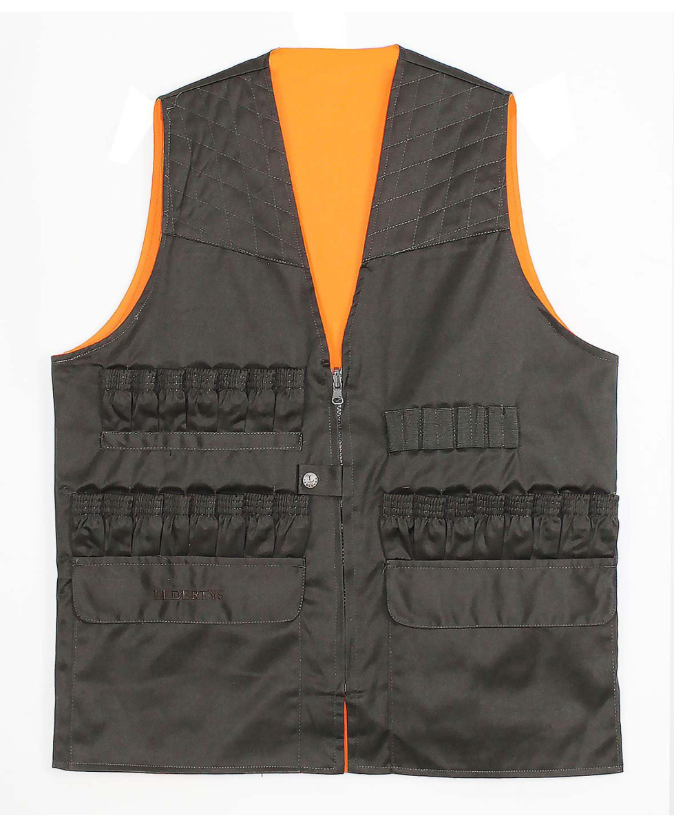 Gilet Chasse Duo LEDERTYS LY0222 – Kaki & Orange Fluo Polyvalent