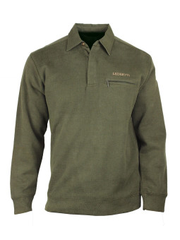 Sweat col polo kaki/terre chasse chaud – LYO609