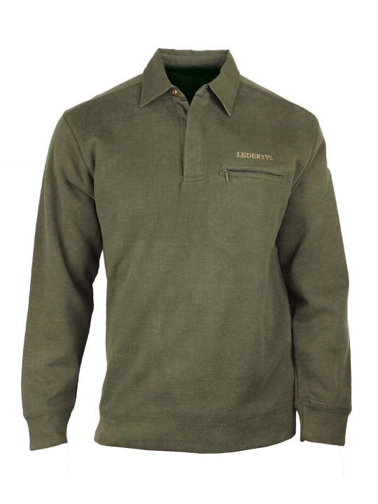 Sweat col polo kaki/terre chasse chaud – LYO609