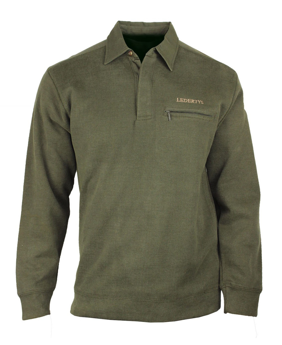 Sweat col polo kaki/terre chasse chaud – LYO609