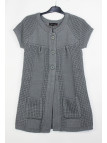 Gilet femme gris maille courte AH1177G – Chic et confortable