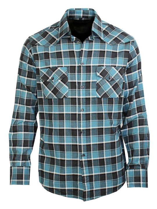 Chemise homme AXXANO AH1179C carreaux bleus/noirs
