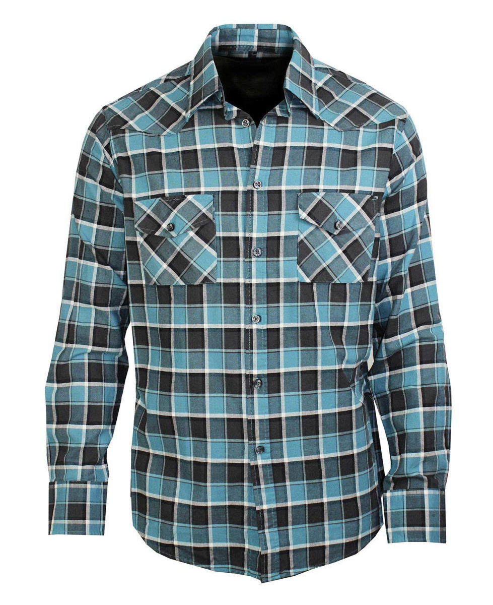 Chemise homme AXXANO AH1179C carreaux bleus/noirs