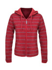 Veste polaire femme rouge/gris – Capuche, poche, chaude