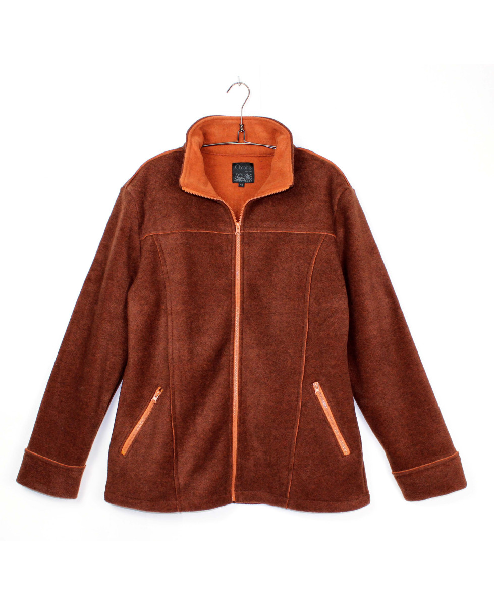 Veste polaire femme marron/orange – Chaleur, poche, confort