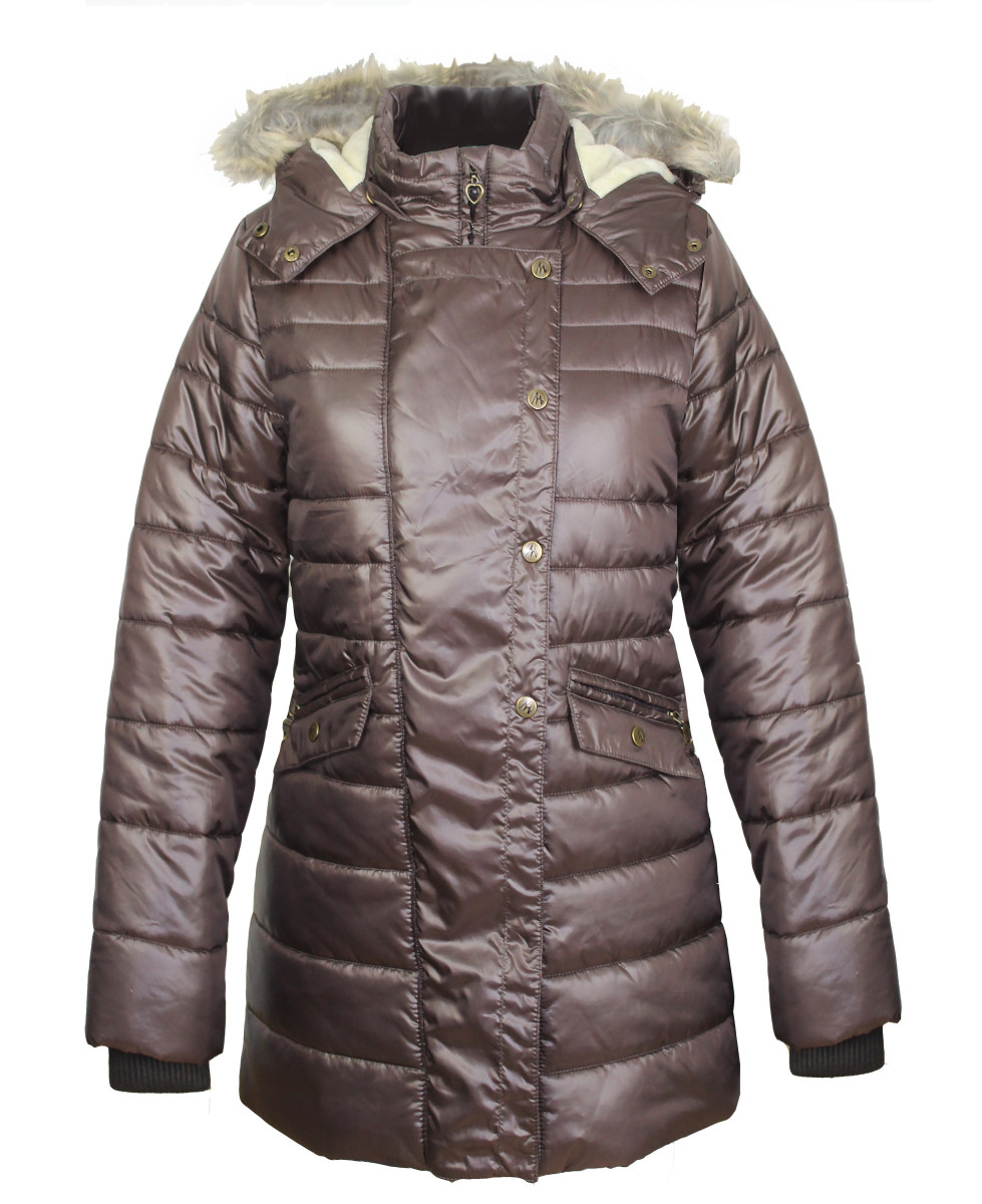 Manteau femme marron – Capuche fourrure, zip, protection chic