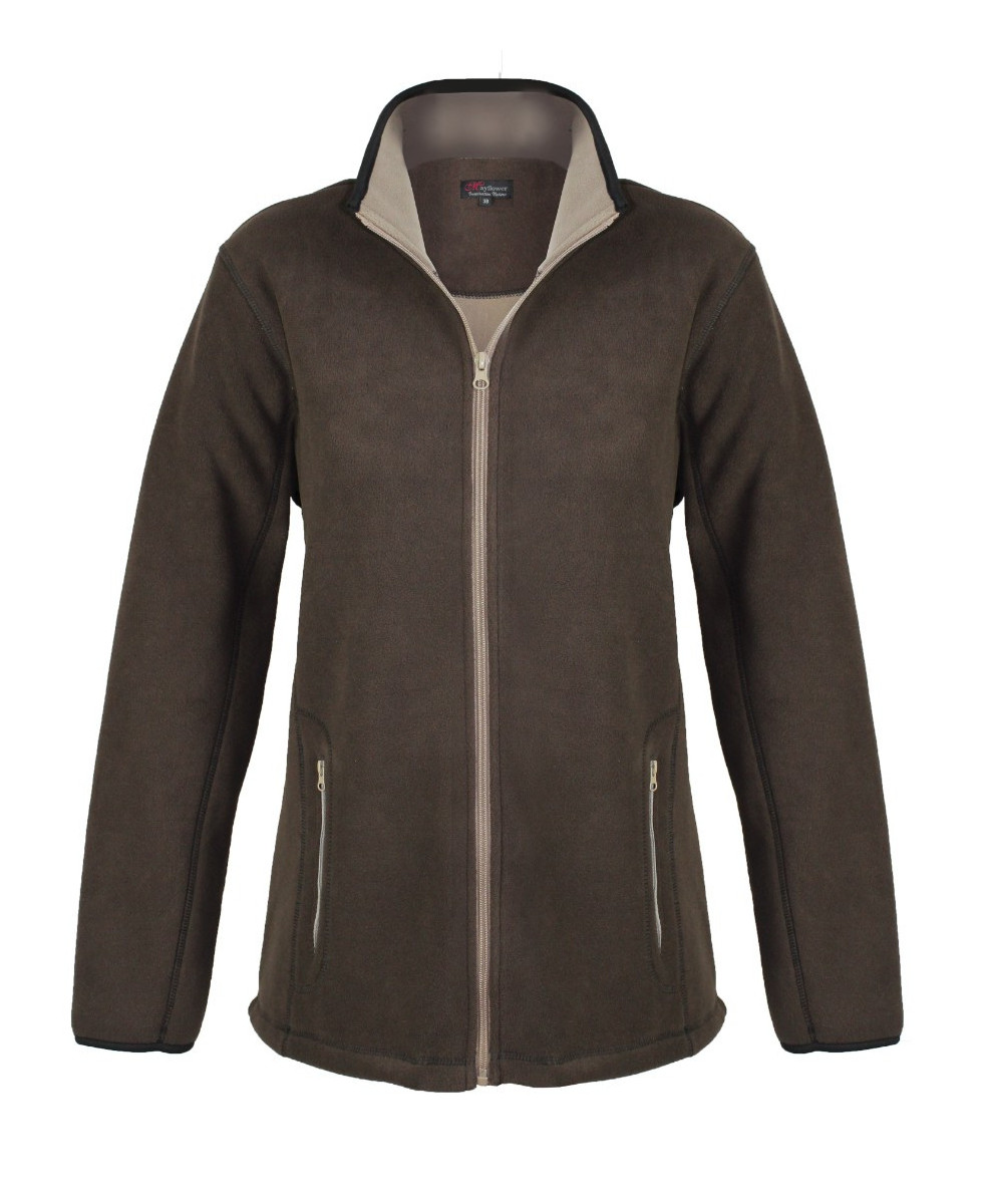 Veste polaire femme marron – Ultra chaude, col montant, zips