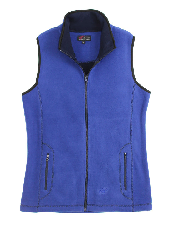 Gilet sans manche femme bleu – Ultra chaud, col montant, zippé